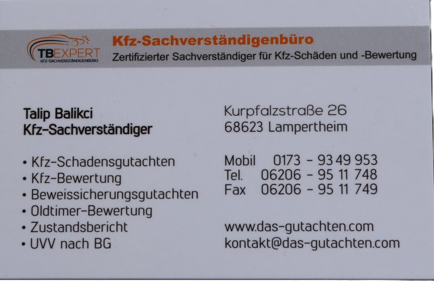 TBEXPERT GMBH
Kfz-Sachverständigenbüro